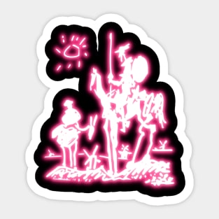 Pink Neon Inspired by Picasso Don Quichotte Sticker